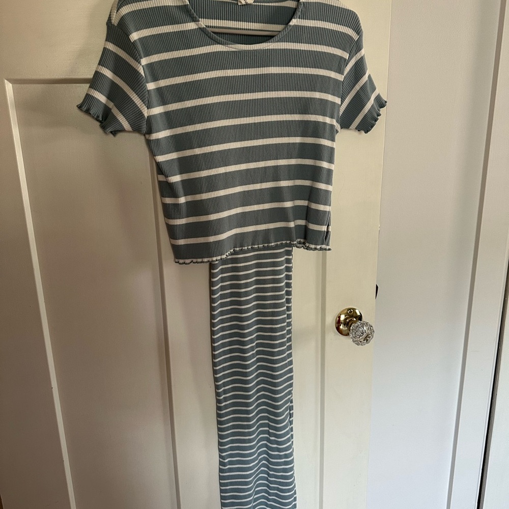 Wishlist Dusty Blue & White Striped 2-piece Dress